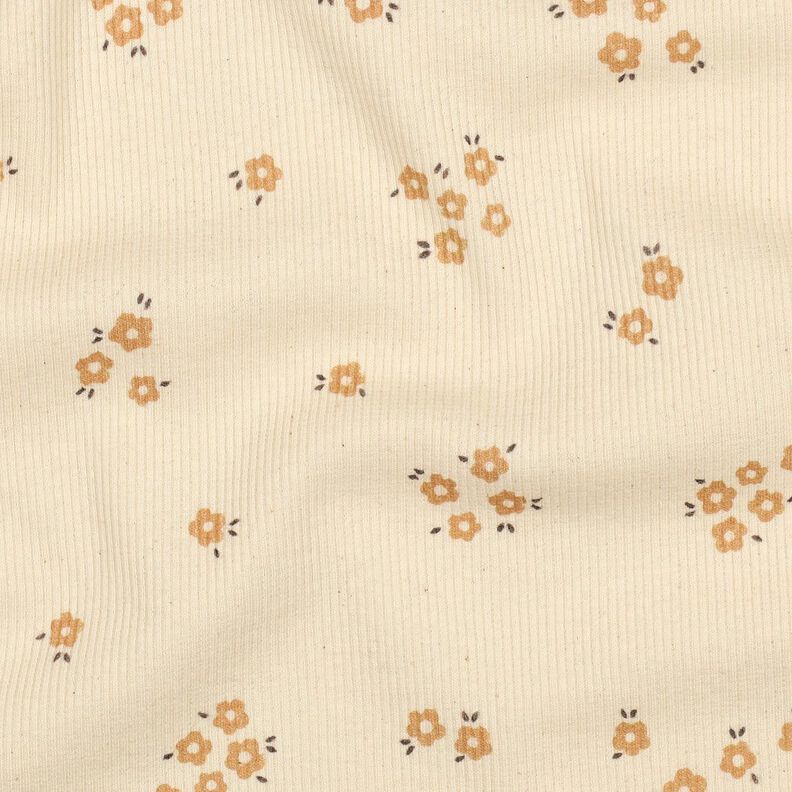 GOTS Ribbed Jersey Ditsy Flowers | Poppy Fabrics &ndash; cream/fawn,  image number 2