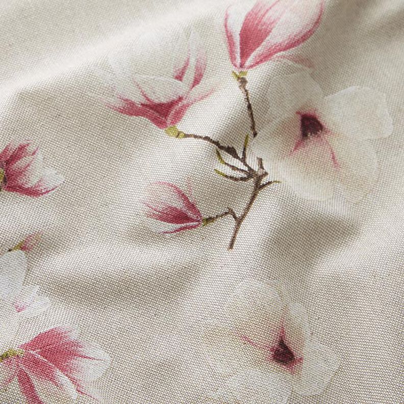 Decor Fabric Half Panama Magnolia Blossom – hollyhock/natural,  image number 2