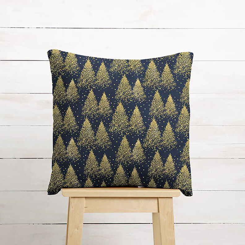 Cotton Poplin Gold Dust Fir Trees – midnight blue/gold, image number 8