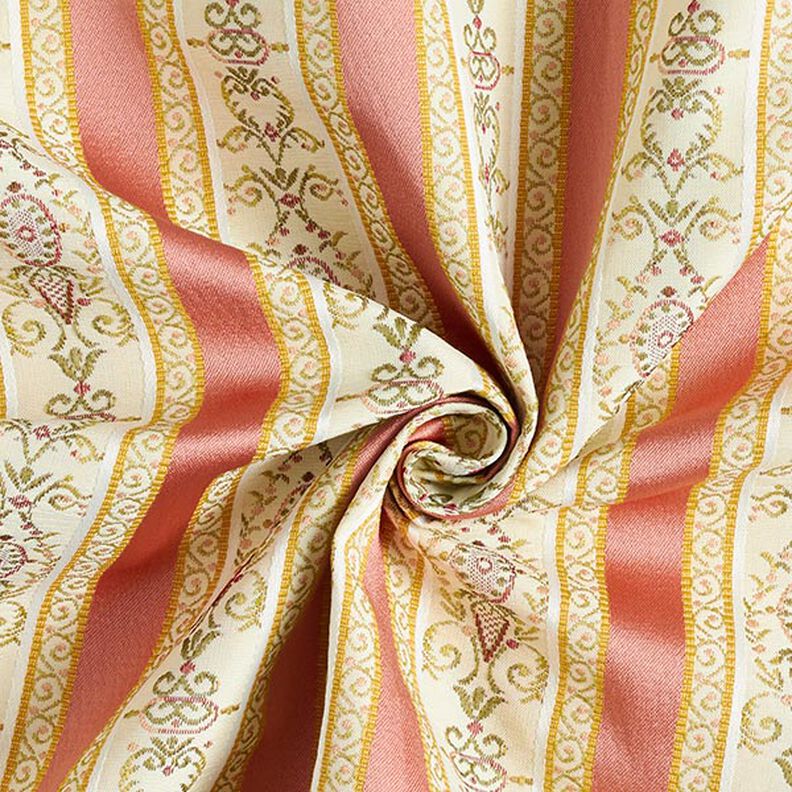 Biedermeier Stripes Jacquard Furnishing Fabric – cream/dusky pink,  image number 4