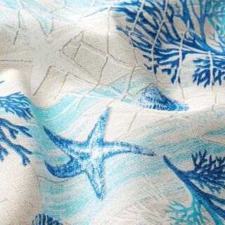 Decor Fabric Canvas Nautical Collage – blue/turquoise, 