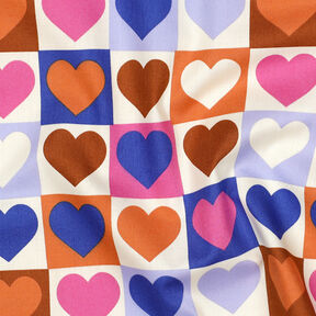 Cotton Poplin Diamond hearts | Poppy Fabrics – ivory/royal blue, 