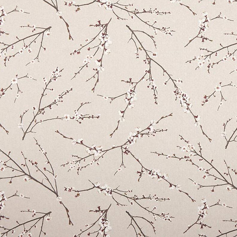 Decor Fabric Half Panama Japanese cherry blossom – natural/burgundy,  image number 1
