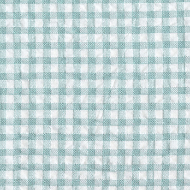 Large gingham check seersucker – white/eucalyptus,  image number 1