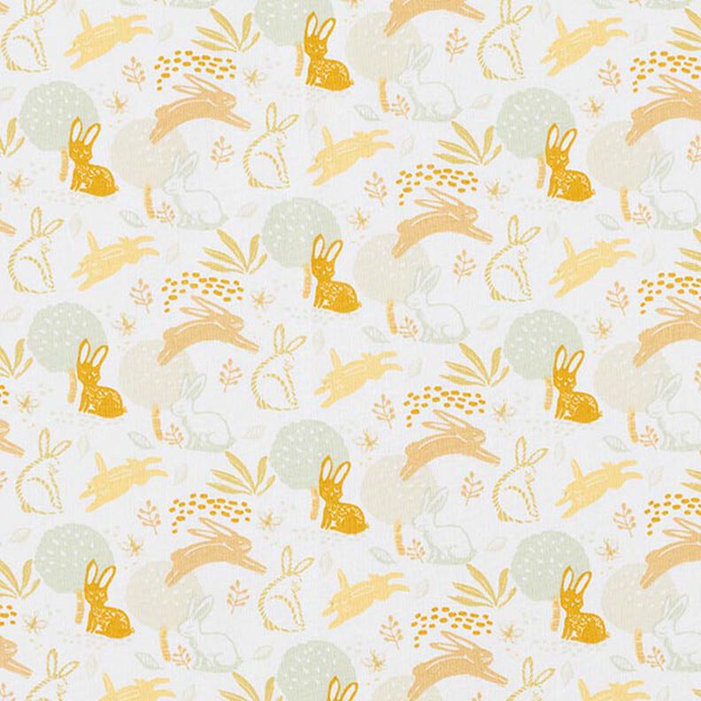Poplin Hopping Bunny  – white/mustard,  image number 1