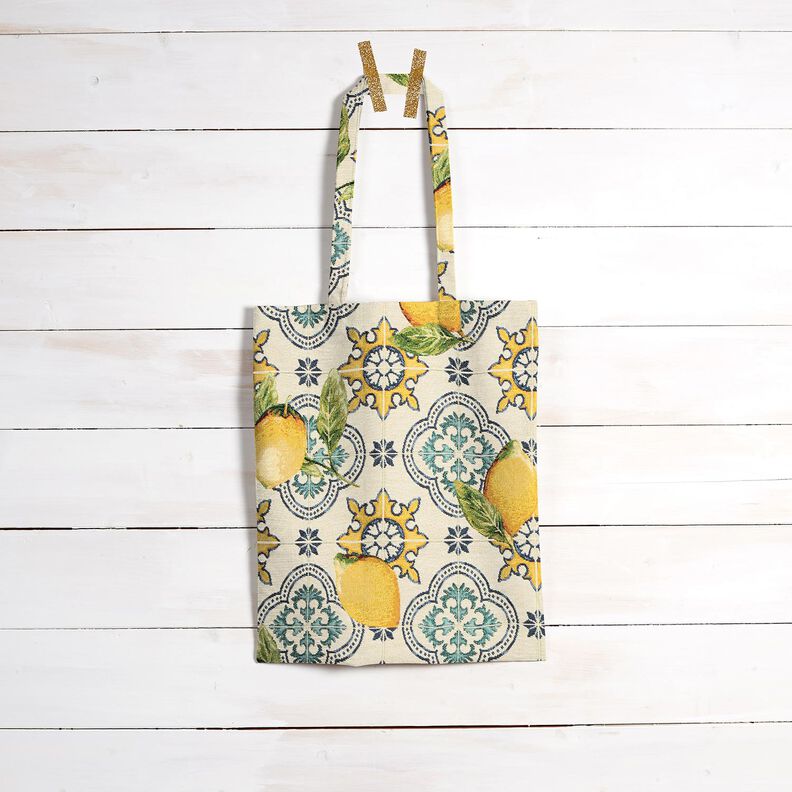 Decor Fabric Tapestry Fabric lemon tiles – natural/lemon yellow,  image number 8