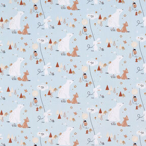 Cotton Poplin animals in the wood – baby blue, 
