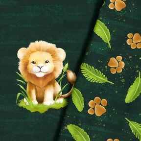 Cotton Jersey Cute Lion Panel | Glitzerpüppi  – dark green/fawn,  Cotton Jersey Cute Lion Panel | Glitzerpüppi  – dark green/fawn,