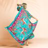 Beachwear Panel Pareo Peacocks and Flowers – aqua blue/intense pink,  thumbnail number 6