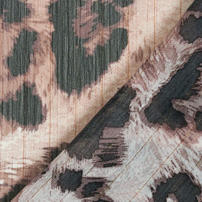 leopard print & lurex stripes chiffon – beige/black,  image number 4