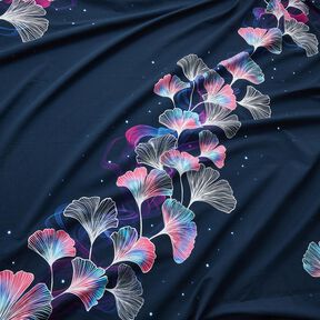 Cotton Jersey gingko | Glitzerpüppi – midnight blue/purple, 