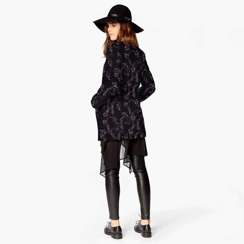 Fine cord embroidery and sequin flowers – black,  image number 5