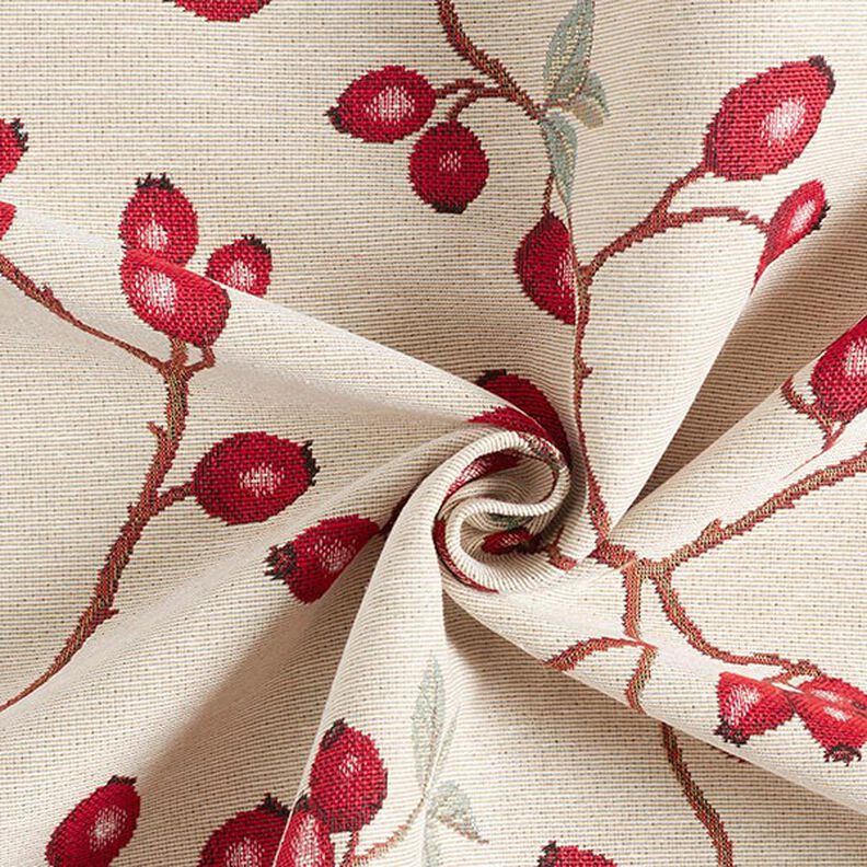 Decor Fabric Tapestry Fabric Rosehips – light beige/red,  image number 4