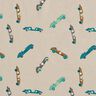 Cotton Jersey retro racing cars – light taupe,  thumbnail number 1