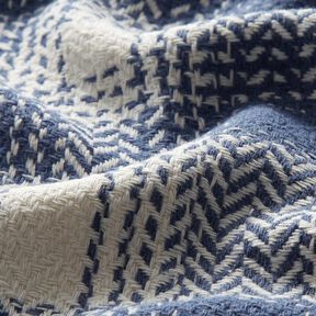 Coat Fabric Cotton Blend checked – blue grey/ivory, 