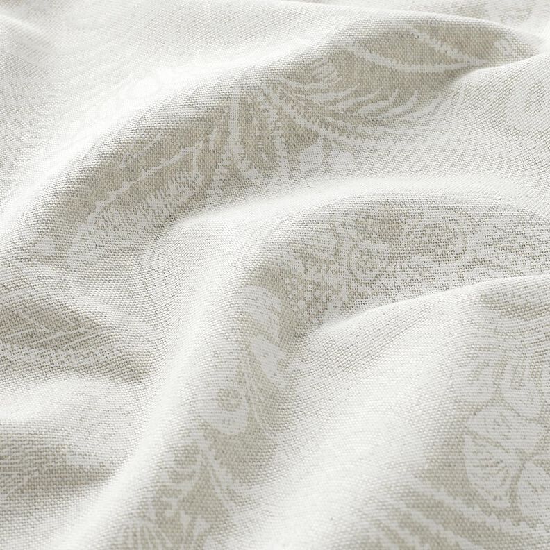 Decor Fabric Half Panama Floral Paisley – natural/white,  image number 2