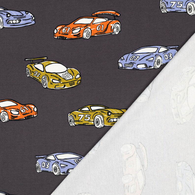 French Terry Racing Cars | Poppy Fabrics – grey, image number 4