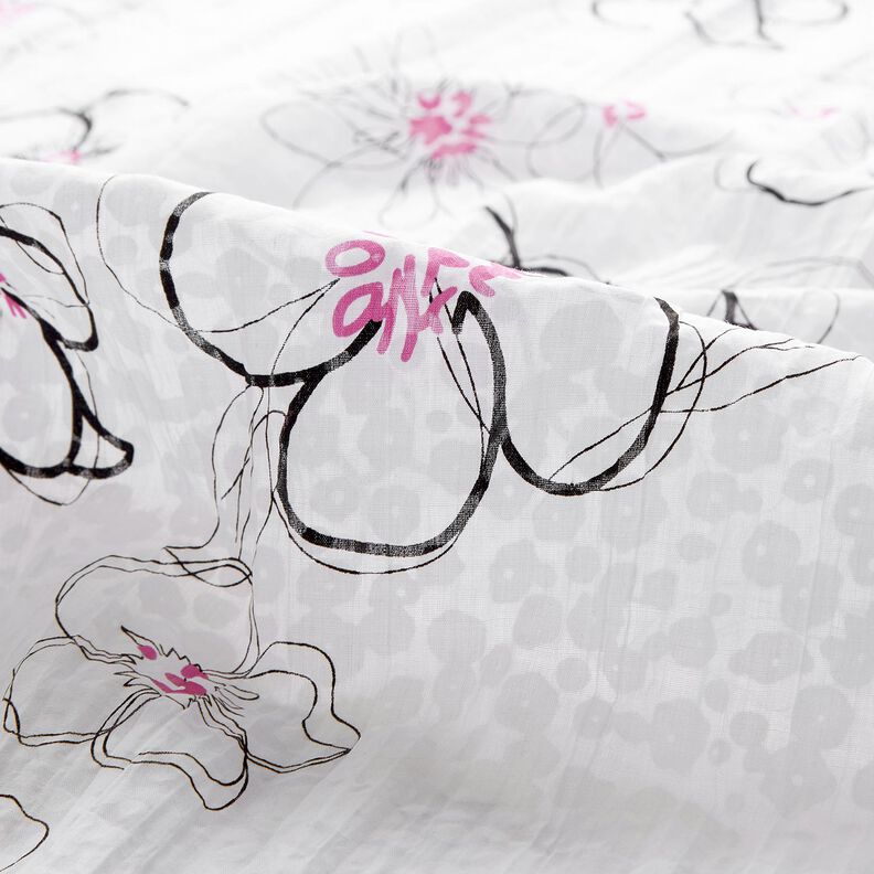 crinkle voile flowers and leopard print – white/black,  image number 5