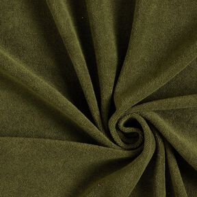 Towelling Fabric Stretch Plain – dark olive, 