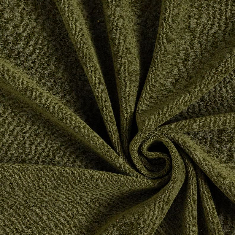 Towelling Fabric Stretch Plain – dark olive,  image number 1