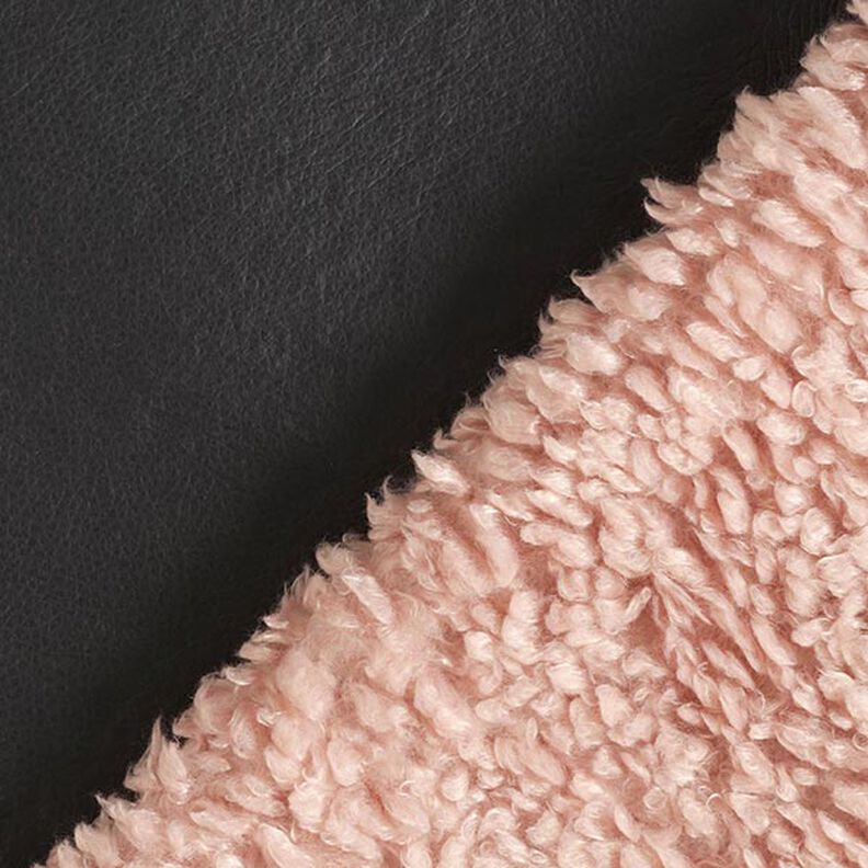 Plain Imitation Leather with Faux Fur Reverse – black/light dusky pink,  image number 1