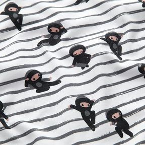 Cotton Jersey Stripe Ninjas  – white, 