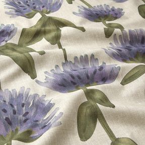 Decor Fabric Half Panama flowering clover – blue grey/light taupe, 