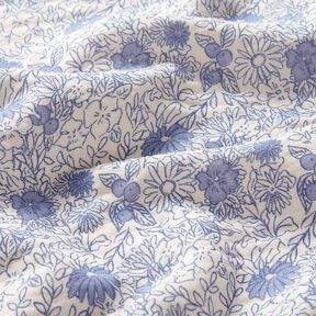 Double Gauze/Muslin blue flowers – white/brilliant blue, 