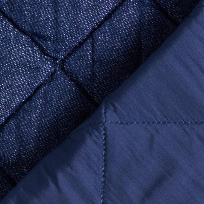 Denim Quilted Fabric Diamonds – midnight blue,  image number 4