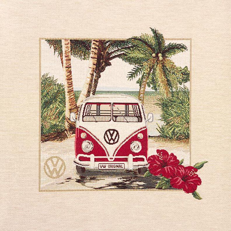 Decor Fabric Tapestry Piece VW Bus – natural/red,  image number 1