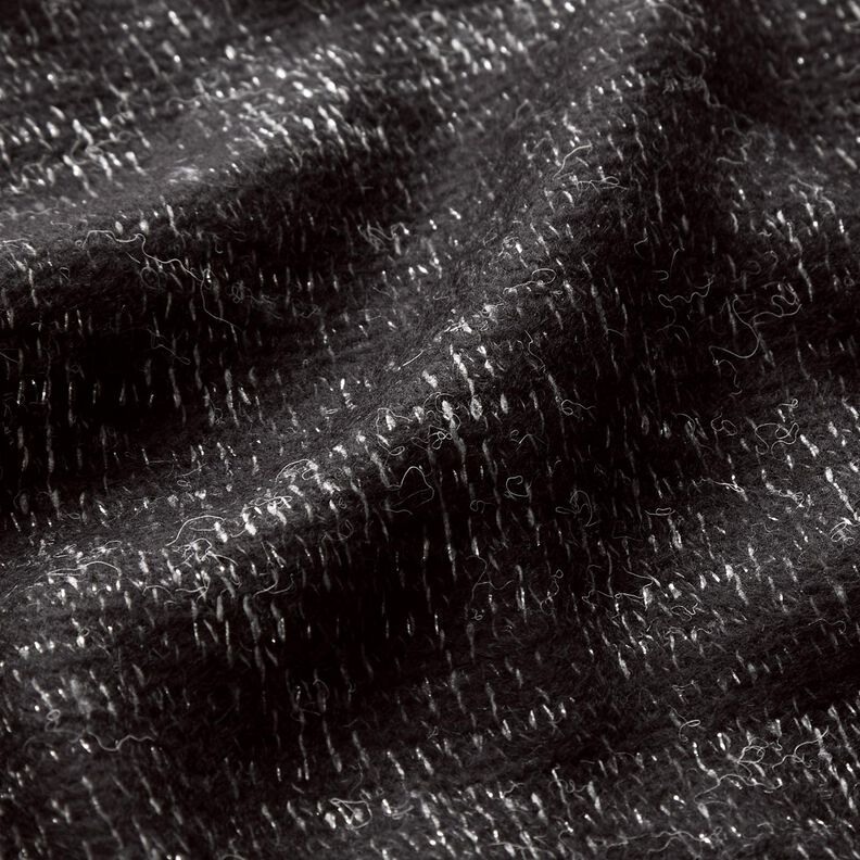 Knitted fabric wool blend glitter melange – black/metallic silver, image number 2