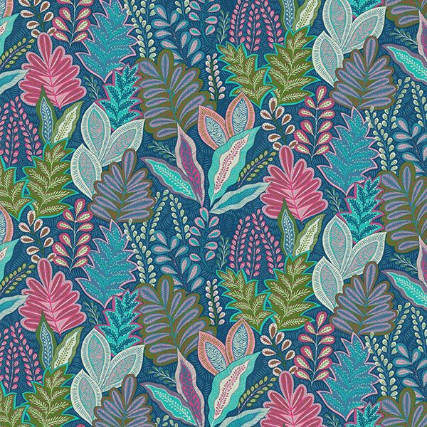Botanical Half Panama Decor Fabric – navy blue,  image number 1
