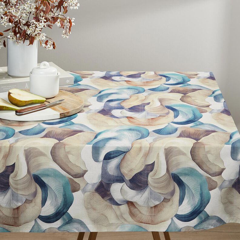 Decor Fabric Half Panama abstract plant – blue/copper, image number 8