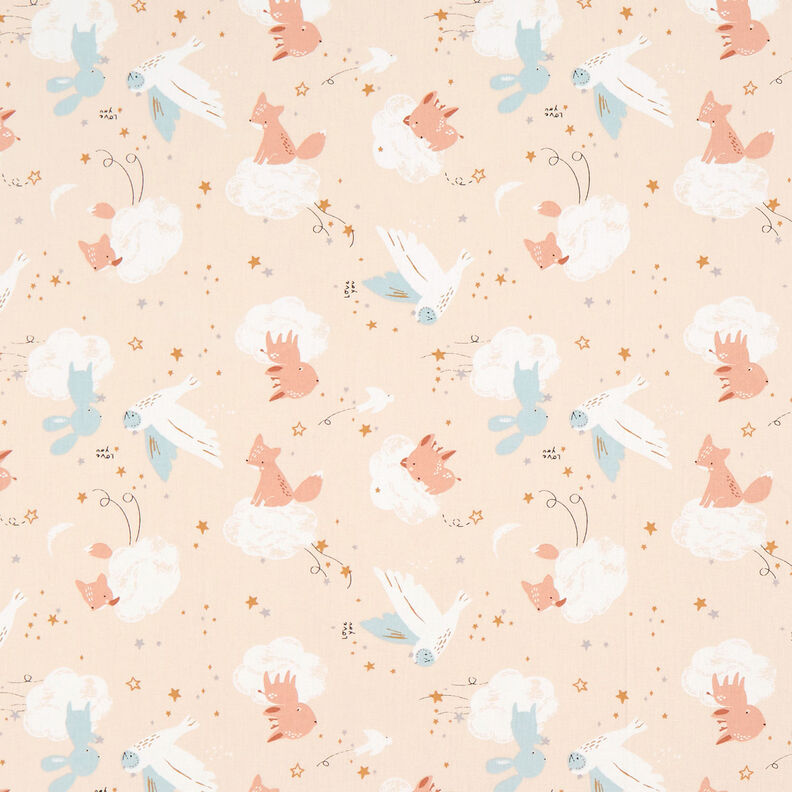 Cotton Poplin Animals in the Cloud World – light beige,  image number 1