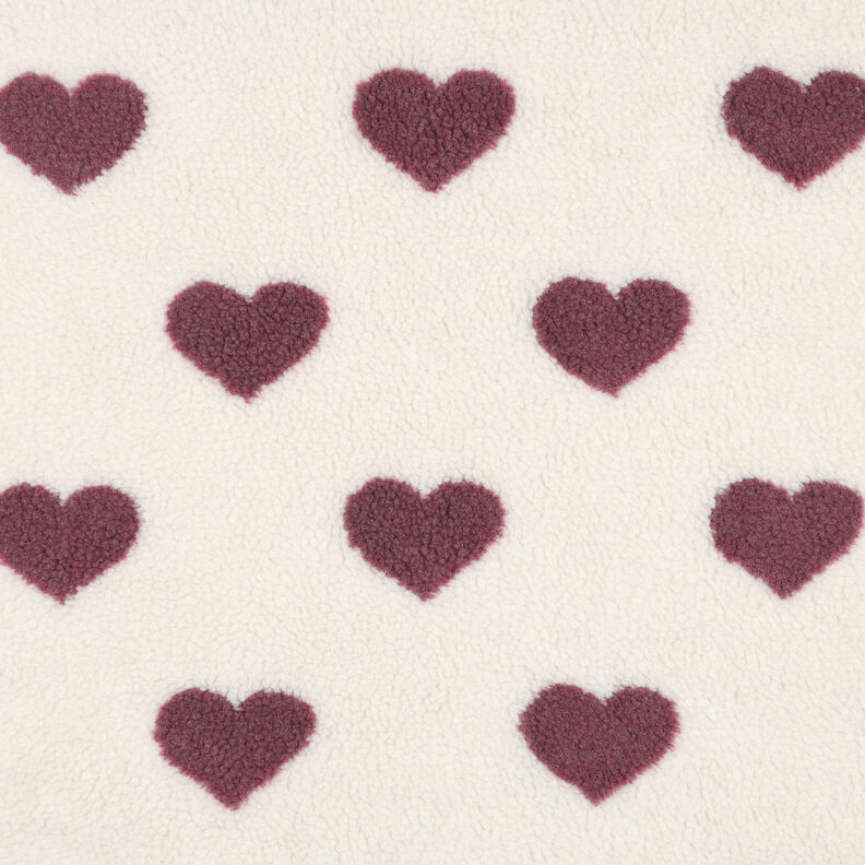 Teddy Fur Hearts | by Poppy – natural/burgundy, image number 1