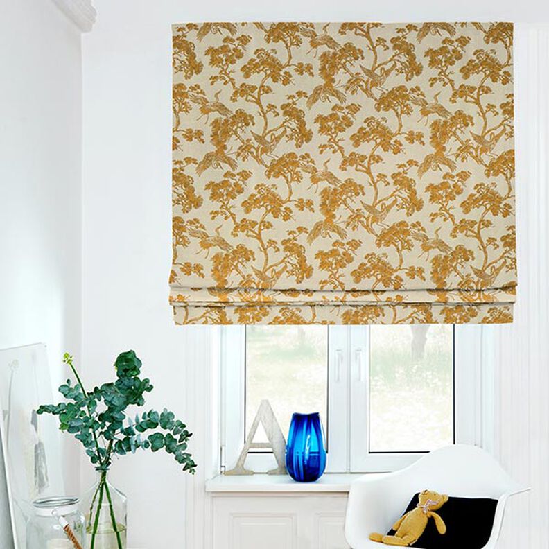 Decor Fabric Canvas Chinese Crane – beige/curry yellow,  image number 7
