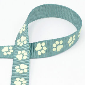 Reflective woven tape Dog leash Paws [20 mm] – sage, 