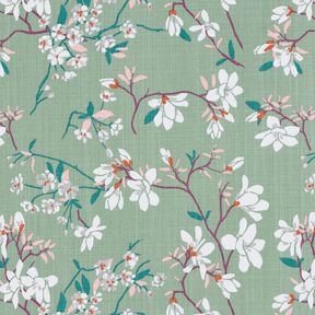 Decor Fabric Panama cherry blossom – pale mint/grape, 