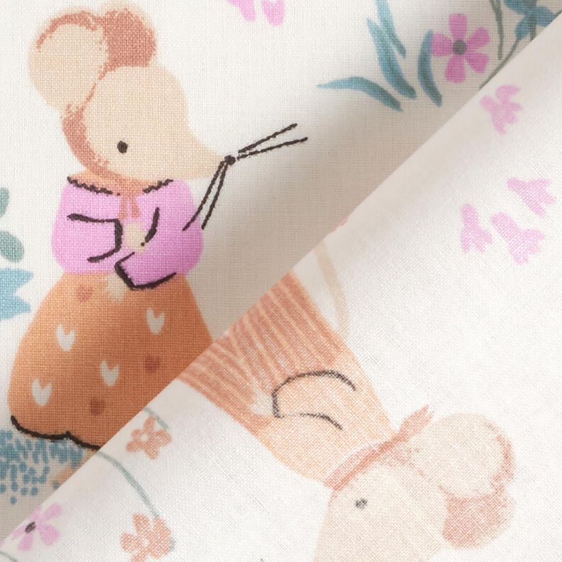 Cotton Poplin Mice in the Strawberry Meadow – white/pink,  image number 4