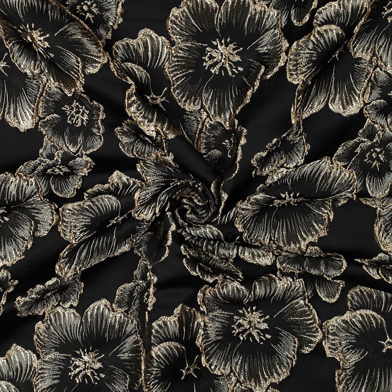 Jacquard 3D-effect flowers – black/almond, image number 3