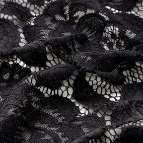 Stretch Lace Blossoms and leaves – black, 