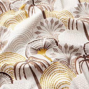 Decor Fabric Cotton Twill abstract palm fans – curry yellow/ivory, 