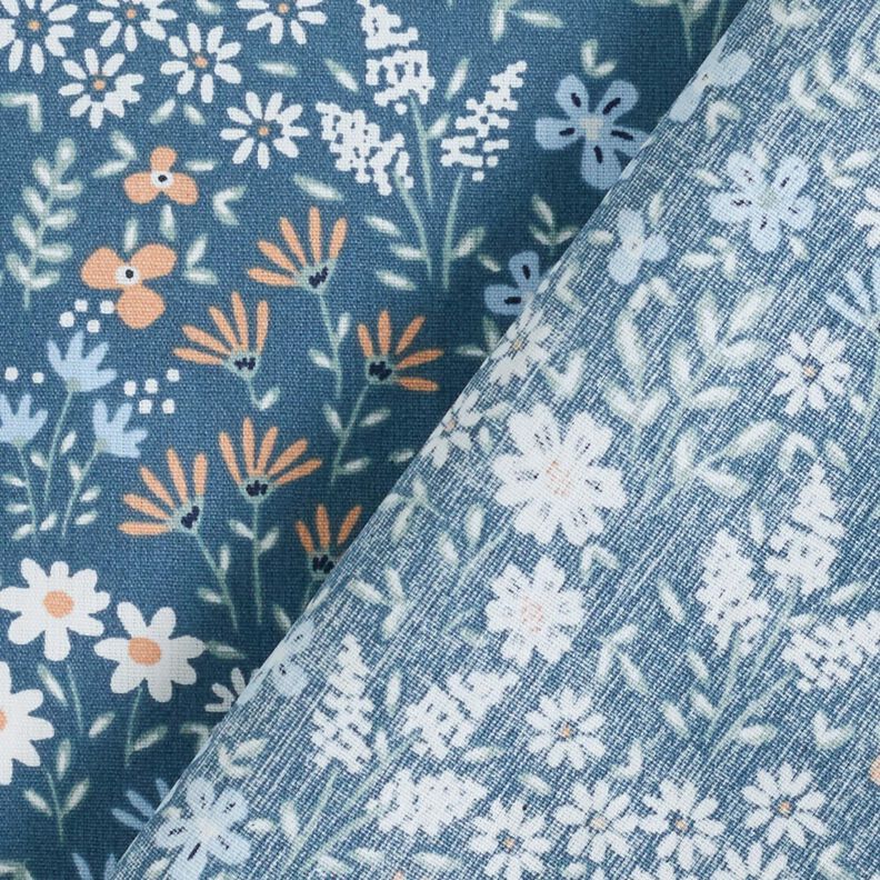 Coated Cotton colourful floral meadow – light wash denim blue/light blue,  image number 5