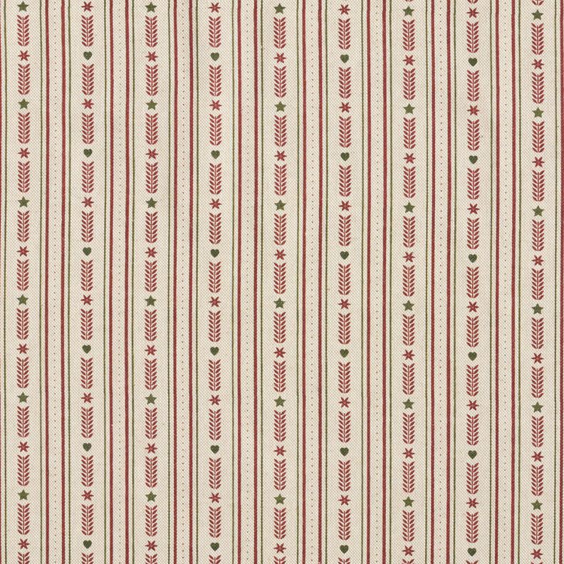 Decor Fabric Half Panama stripes with stars – natural/burgundy, image number 1