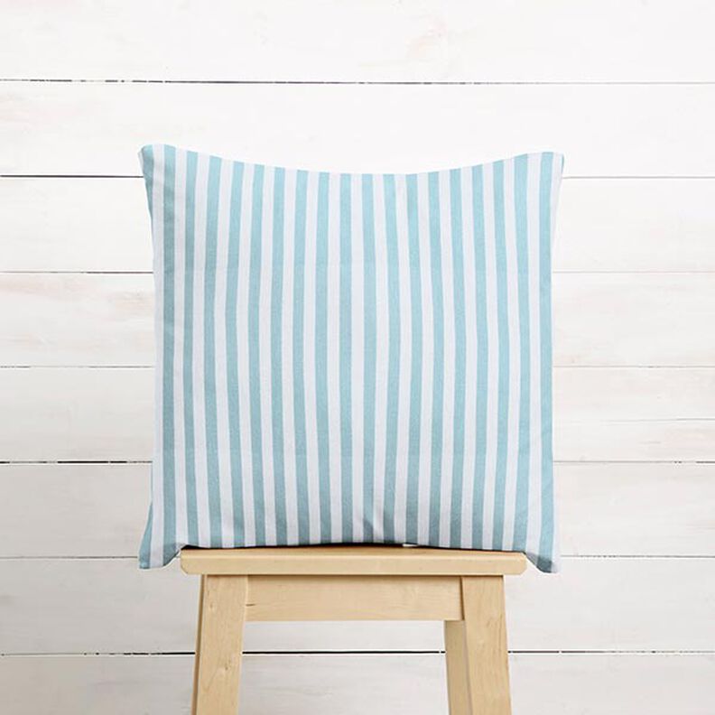 Decor Fabric Half Panama Vertical stripes – aqua blue/white,  image number 7