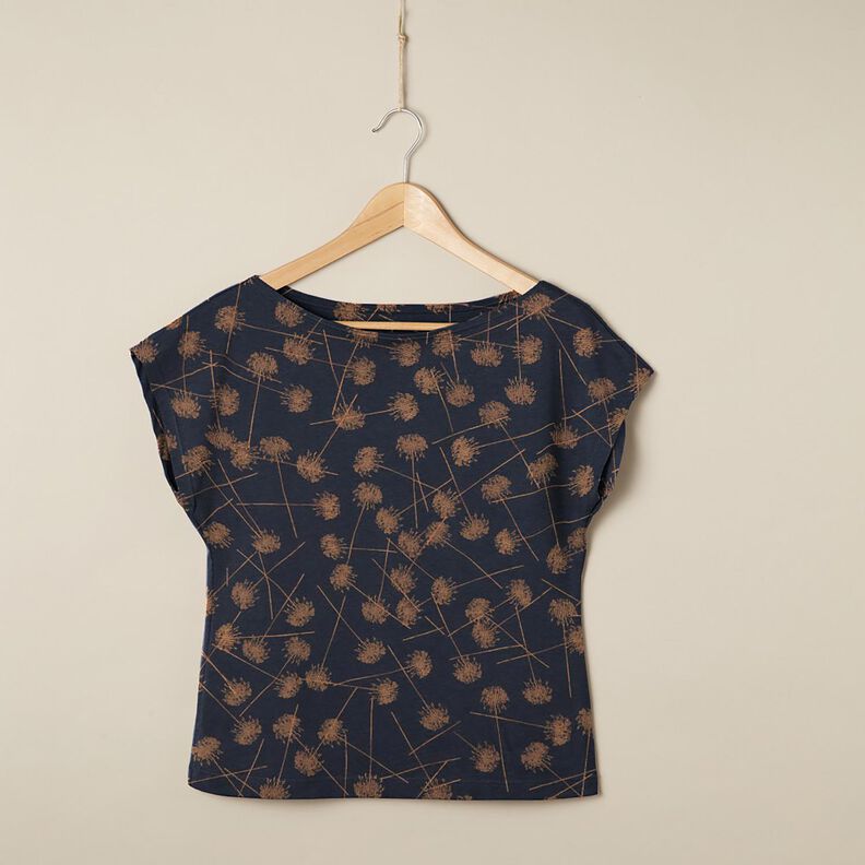 Cotton Jersey Abstract Plants – blue-black/light brown,  image number 6