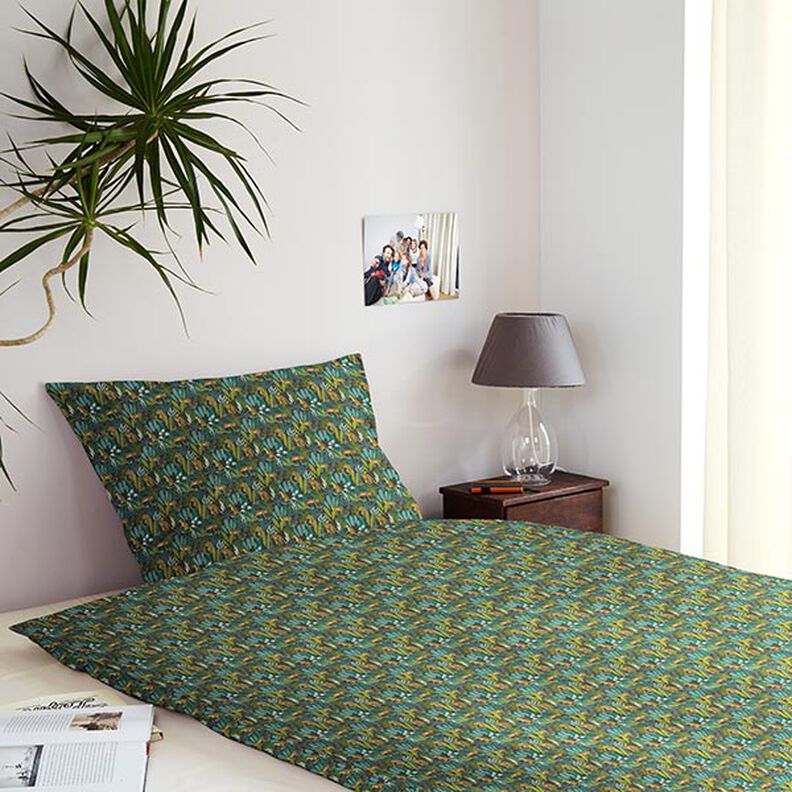 Decor Fabric Cotton Poplin Leopards in the Jungle – green/yellow,  image number 5