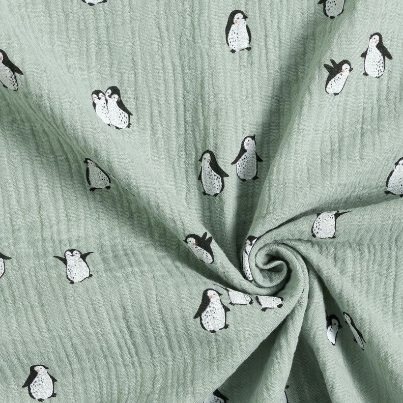Double Gauze/Muslin happy penguins – reed,  image number 3