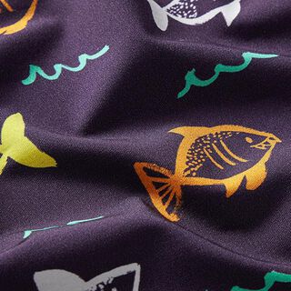 Swimsuit Fabric Sharks – navy blue, 