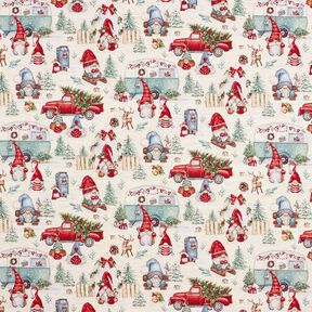 Decor Fabric Tapestry Fabric Christmas gnomes – light beige/red, 